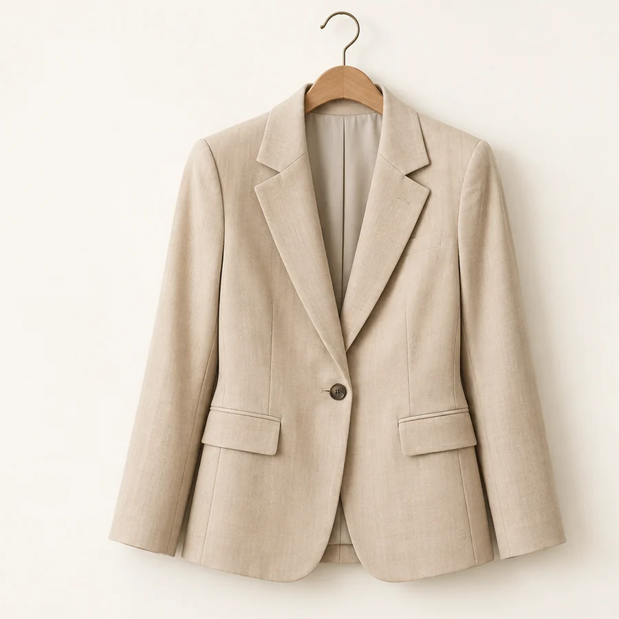 Áo blazer một khuy màu be